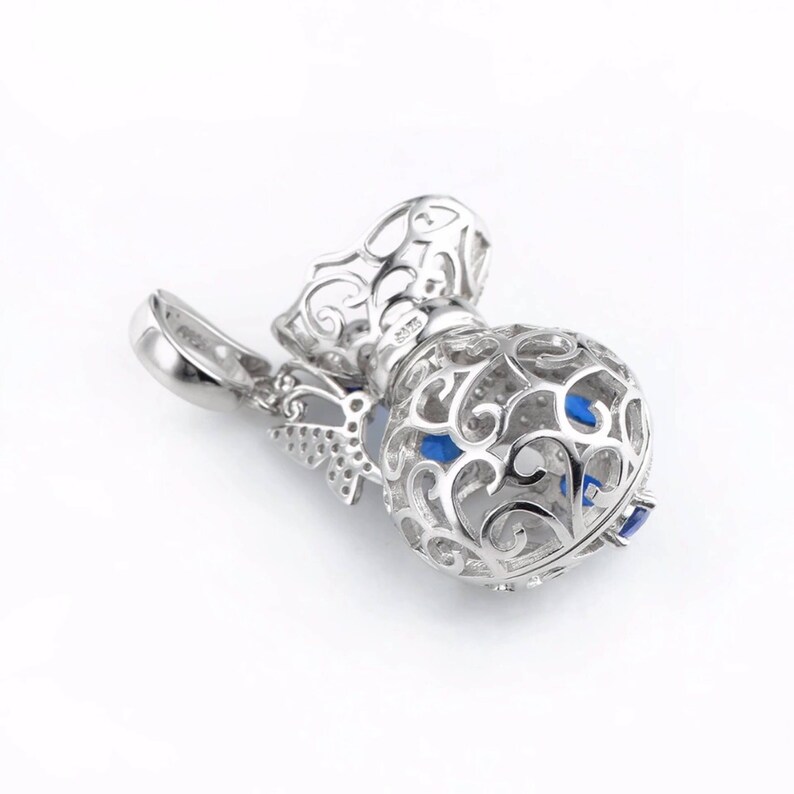 925 Sterling Silver Delicate Vase Blue CZ Wishing Pearl Cages Pendants Charms Mount DIY Charms image 2
