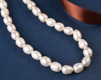 Natural Freshwater Pearl Beads 7-8mm 15'' Strand Rice Pearl Loose Beads