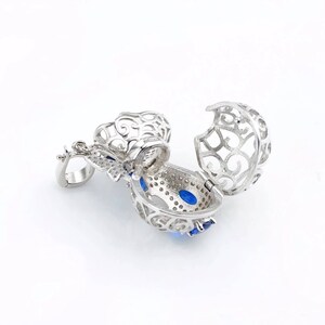 925 Sterling Silver Delicate Vase Blue CZ Wishing Pearl Cages Pendants Charms Mount DIY Charms image 3
