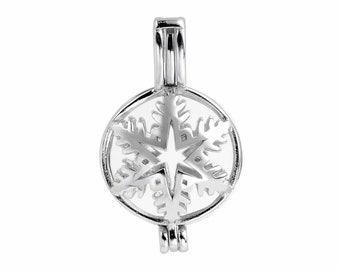 Sterling Silver Snowflake Pearl Cage Locket Pendants, DIY Necklace Bracelet Jewelry Making Craft, Charms Gifts for Women Girls