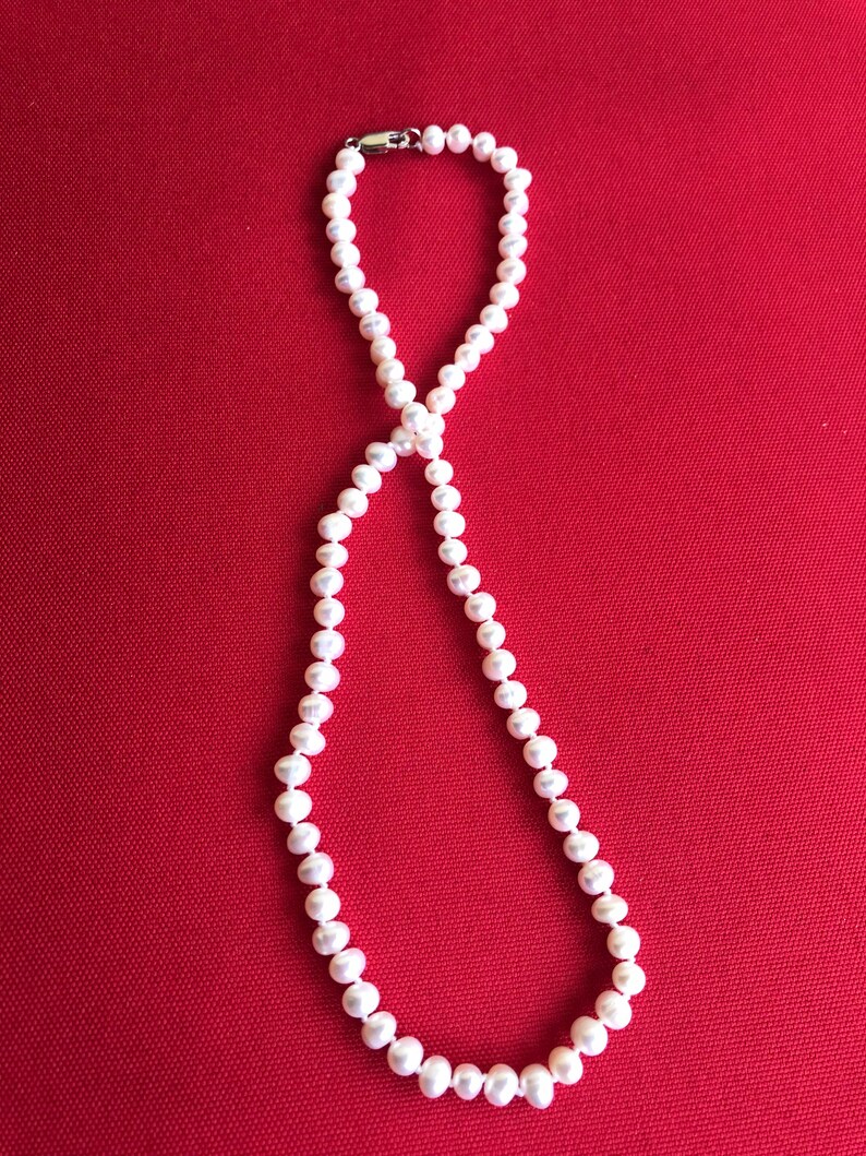 56mm Freshwater Seed Pearl Necklace Real White Pearl Necklace Etsy