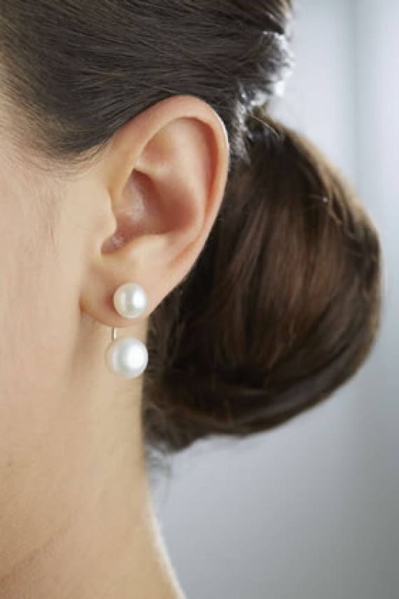 double pearl stud earrings