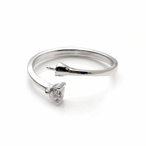 Sterling Silver Adjustable CZ Heart Rings for Women, Pearl Ring Mounts Fittings with Pearl for DIY Jewelry Making