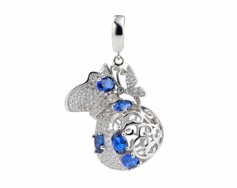 925 Sterling Silber Zarte Vase Blau CZ Wunsch Perle Käfige Anhänger Charms Mount DIY Charms