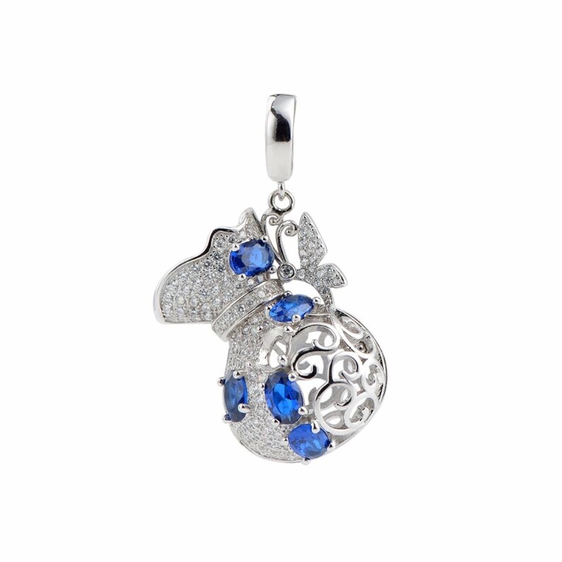 925 Sterling Silver Delicate Vase Blue CZ Wishing Pearl Cages Pendants Charms Mount DIY Charms image 1