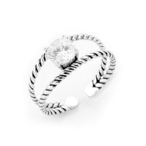 925 Sterling Silver Open Adjustable Ring Fashion Jewelry Simple Double Cuff Band CDPY204