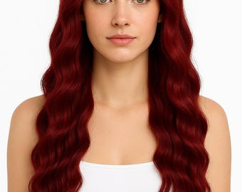 Long Burgundy Synthetic Lace Front Wigs Pre Plucked With Baby Hair 24 Inch
