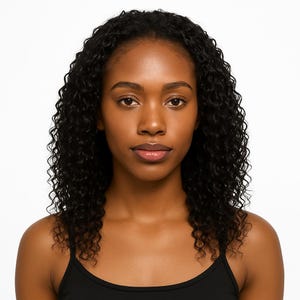 Demi-perruque synthétique bouclée à tissage rapide (N° 1B Noir naturel)