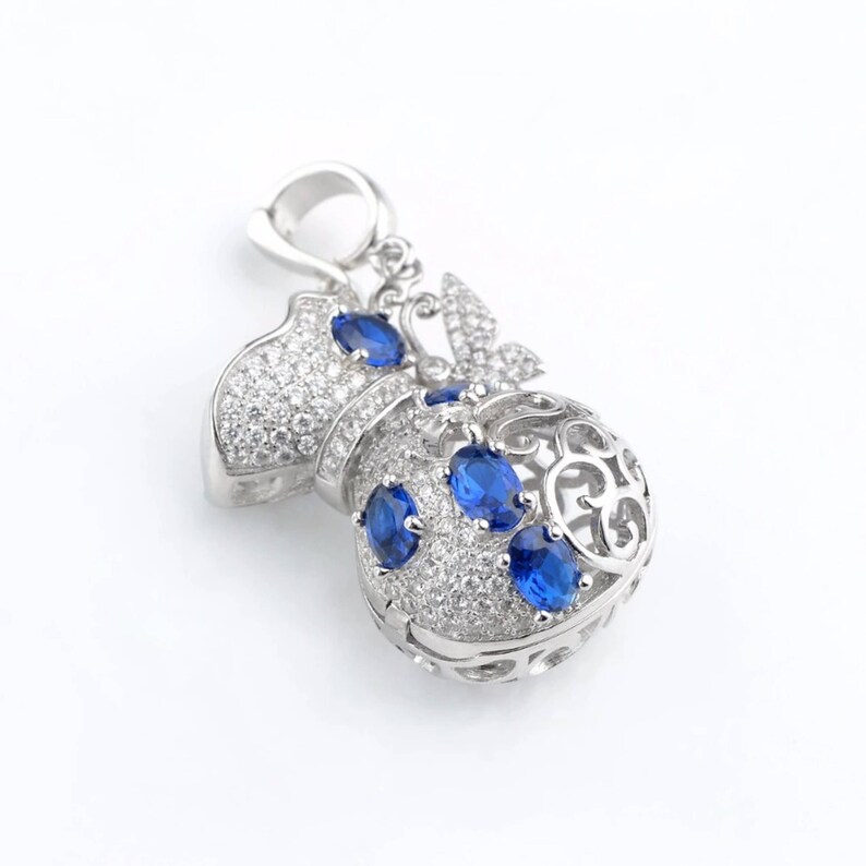 925 Sterling Silver Delicate Vase Blue CZ Wishing Pearl Cages Pendants Charms Mount DIY Charms image 5