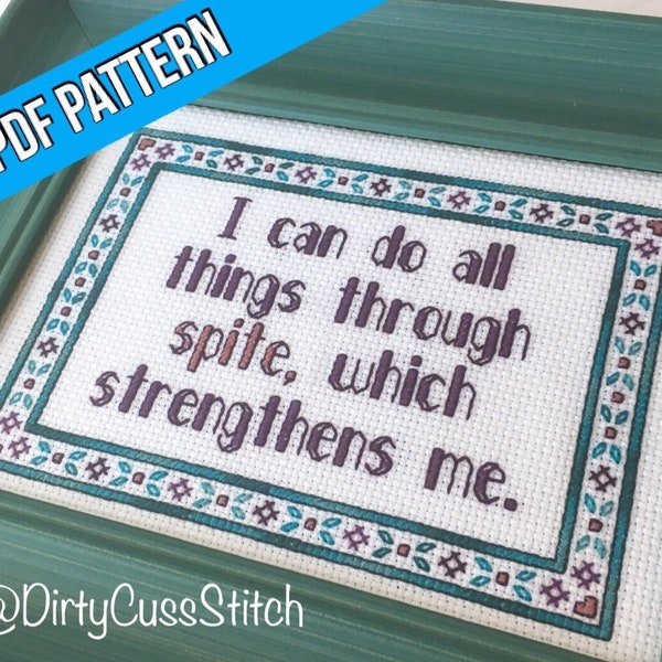 All Things Through Spite PDF cross stitch pattern