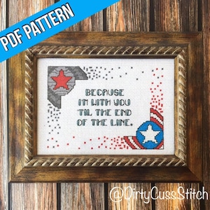 End of the Line quote Infinity War inspired cross stitch PDF pattern