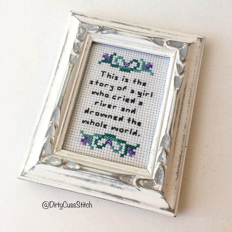 Absolutely The Story of a Girl lyric framed mini cross stitch