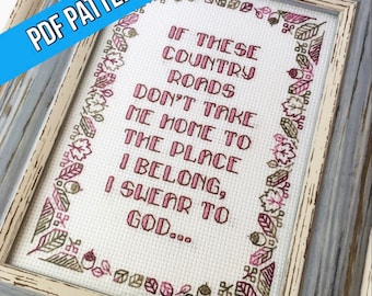 Country Roads cross stitch pattern PDF