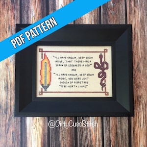 Good Omens Crowley x Aziraphale quote cross stitch pattern PDF