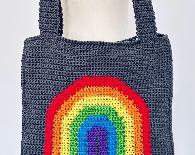 Featured listing image: Rainbow and Raindrops Crocheted Bag - Fully Lined