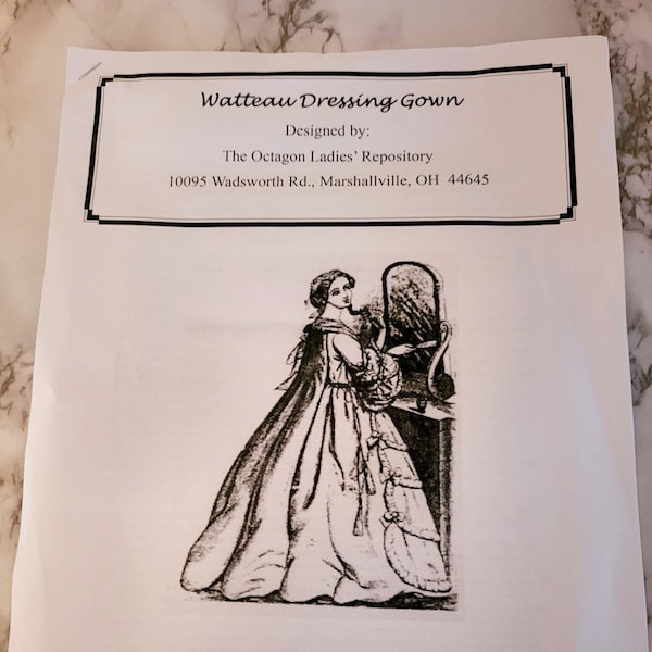 Civil War 1850 1860 Watteau Wrapper Dressing Gown Sewing Pattern 19th Century Attire Dress Accessory Victorian Headwear New Multi-sized Day