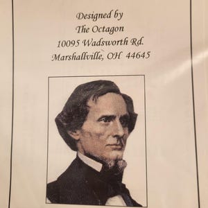 Cross Stitch Pattern Jefferson Davis Civil War 1850s 1860s Pattern 19th Century Attire Dress Accessory Victorian New