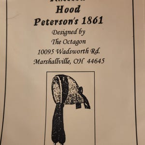Knit Pattern Knitted Hood Civil War 1850s 1860s Pattern 19th Century Attire Dress Accessory Victorian New