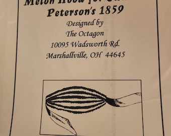 Patrón de punto Capucha de melón Guerra Civil Década de 1850 Década de 1860 Patrón Vestido del siglo XIX Accesorio Victoriano Nuevo