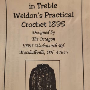 Crochet Pattern Child&#39;s Jacket in Treble Stitch Civil War 1850s 1860s Pattern 19th Century Attire Dress Accessory Victorian New