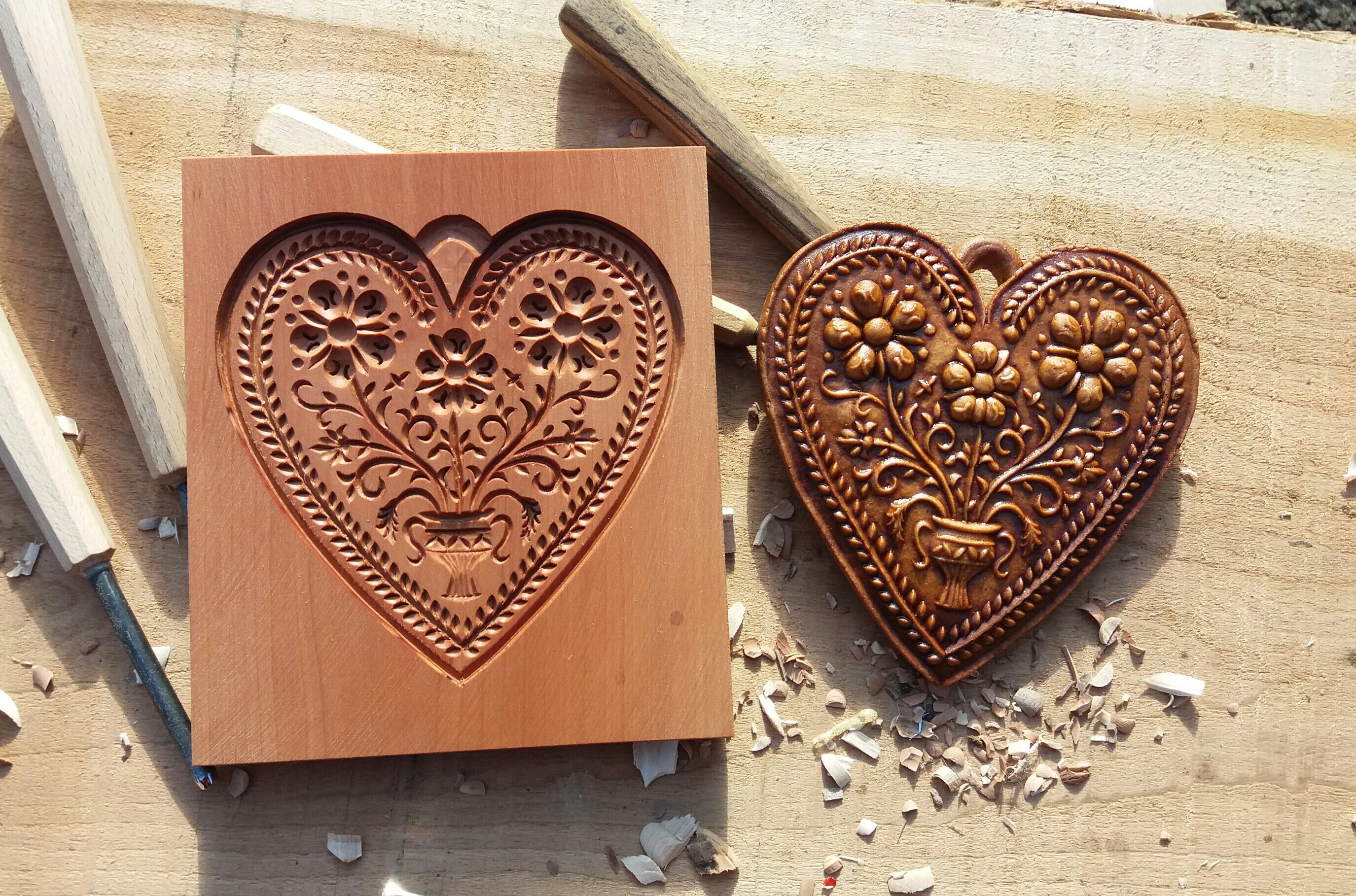 Heart VI Hand carved Wooden Gingerbread Mold 1013 Cm Etsy