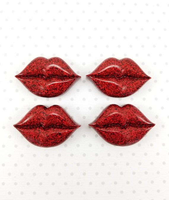SUPER STRONG Glitter Lips Set of 4 Deep Red Fridge Etsy