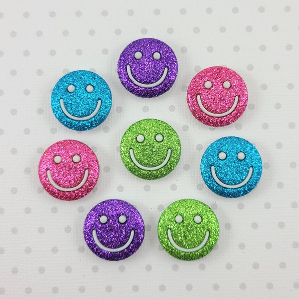 SUPER STRONG! Glitter Smiley Face Decorative Magnets, Set of 8, Emoji Magnets, Emoticon Magnet, Chore or Assignment Tracker, Cheerful Magnet