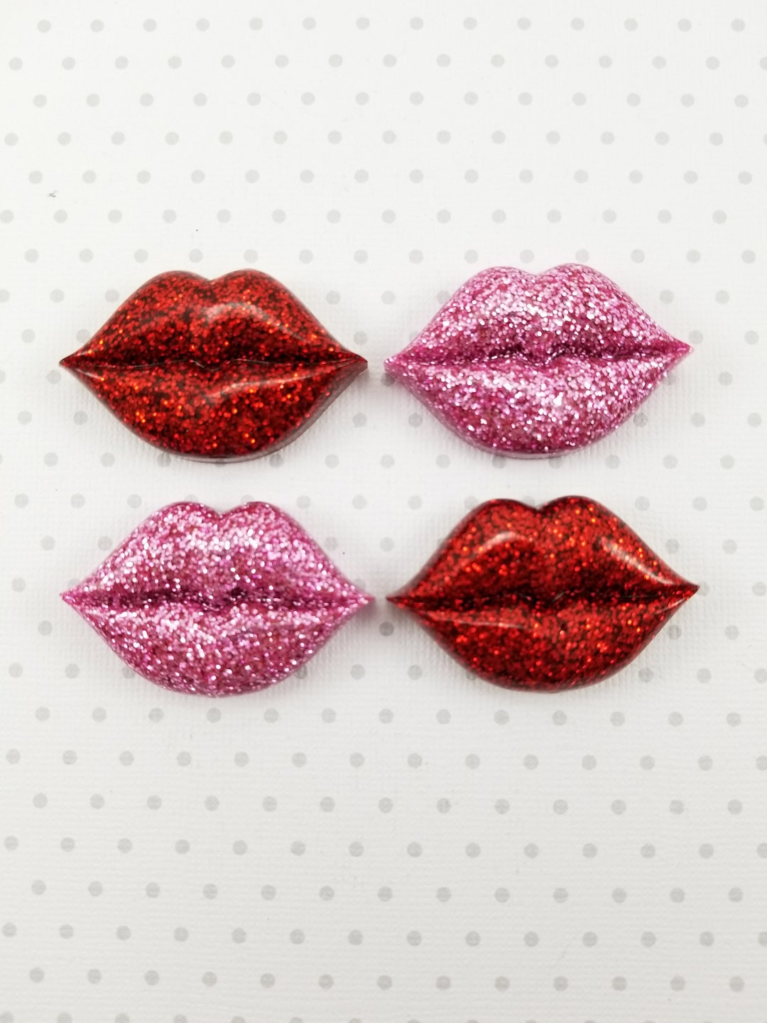 SUPER STRONG Glitter Lips Set of 4, Pink & Red Fridge