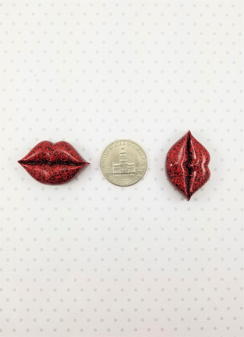 SUPER STRONG Glitter Lips Set of 4 Deep Red Fridge Etsy