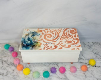 Dragon jewelry box, Unique hand painted jewellery box, Upcycled jewelry box, Year of the Dragon