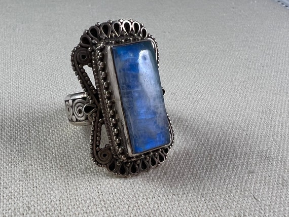 Vintage Lapis Sterling Silver Statement Ring/ Vin… - image 3