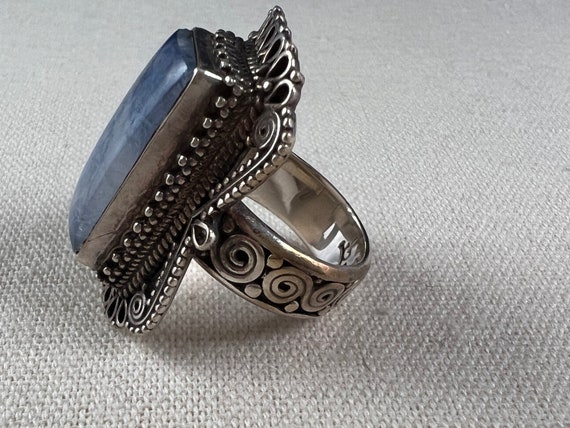 Vintage Lapis Sterling Silver Statement Ring/ Vin… - image 2