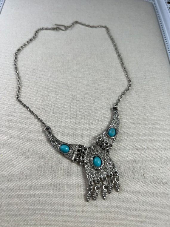 Vintage Sterling Silver Necklace/ Vintage Tribal … - image 1