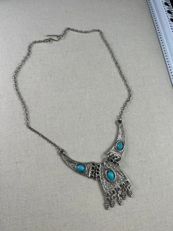 Vintage Sterling Silver Necklace/ Vintage Tribal … - image 2