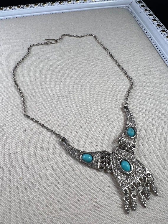 Vintage Sterling Silver Necklace/ Vintage Tribal … - image 4