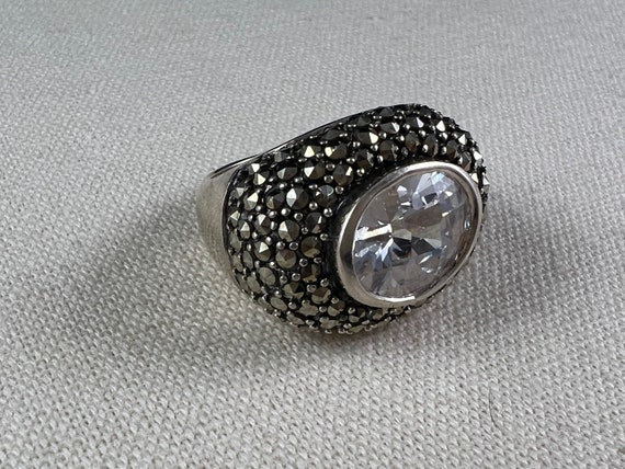 Sterling Silver Vintage Statement Ring/ Vintage S… - image 7