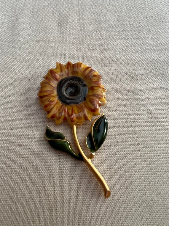 Sunflower Vintage Daisy Pin/ Sunflower Brooch/ Daisy … Gem