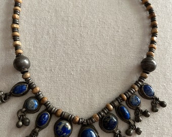 Vintage Lapis Jewelry/ Vintage Jewelry/ Vintage Stone Necklace/ Statement Jewelry/ Gifts/ Bridal/ Silver Vintage/ Vintage