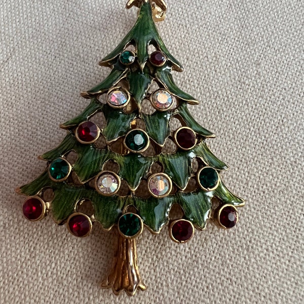 Vintage Christmas Tree Pin/ Vintage Brooch/ Vintage Jewelry/ Vintage / Dainty Jewelry/ Statement Jewelry/ Gifts/Vintage Christmas