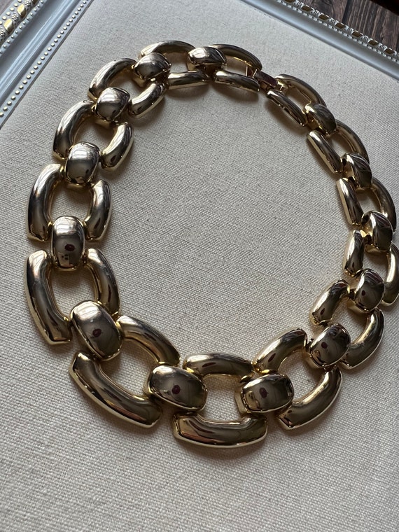 Vintage Statement Gold Chunky Necklace/ Vintage J… - image 3