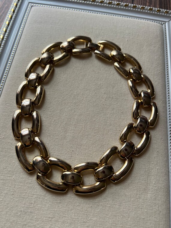 Vintage Statement Gold Chunky Necklace/ Vintage J… - image 1