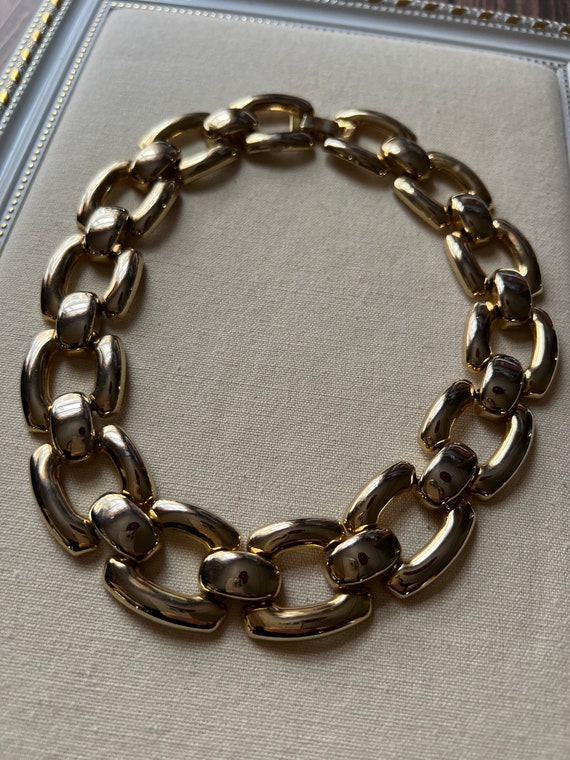 Vintage Statement Gold Chunky Necklace/ Vintage J… - image 2