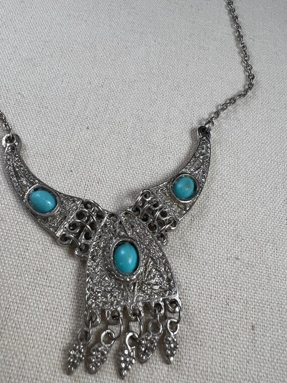 Vintage Sterling Silver Necklace/ Vintage Tribal … - image 3