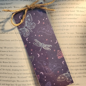 Laminated butterfly/dragonfly bookmark with twine | handmade | laminated | book accessory