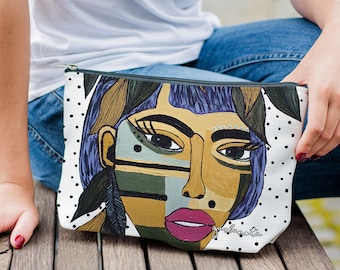 Makeup bag, zipper pouch, train case women