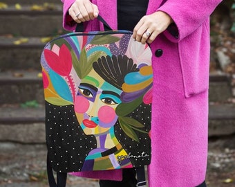 Handmade canvas backpack women, travel backpack purse, laptop backpack, book bag, cute, aesthetic bag, personalized gift, handmade gift, art
