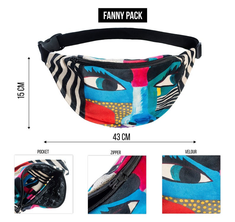 Boho Fanny pack / Canvas heuptas / Cadeau voor vrouwen afbeelding 3
