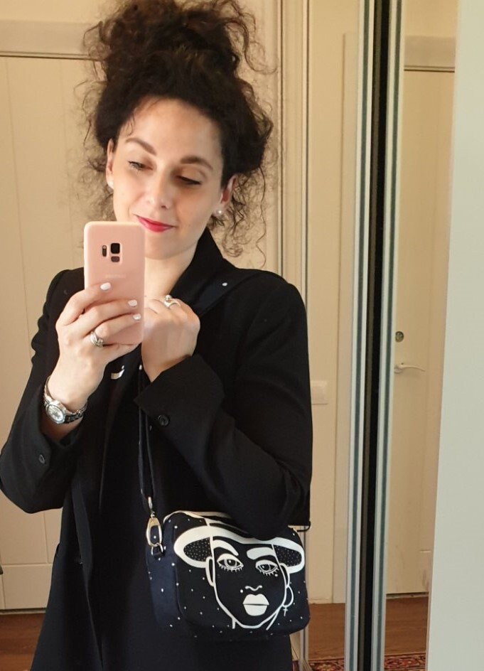 Small Black Messenger Bag for Women With Art Print / Etsy