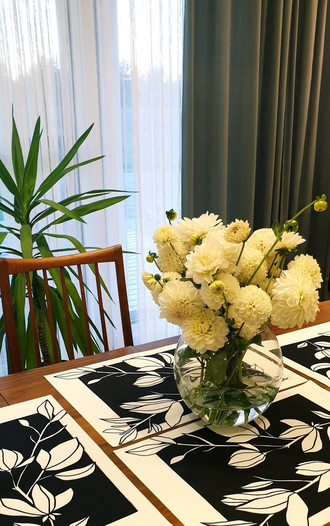 Square Black & White Placemat Kitchen and Dining Table Set of Etsy