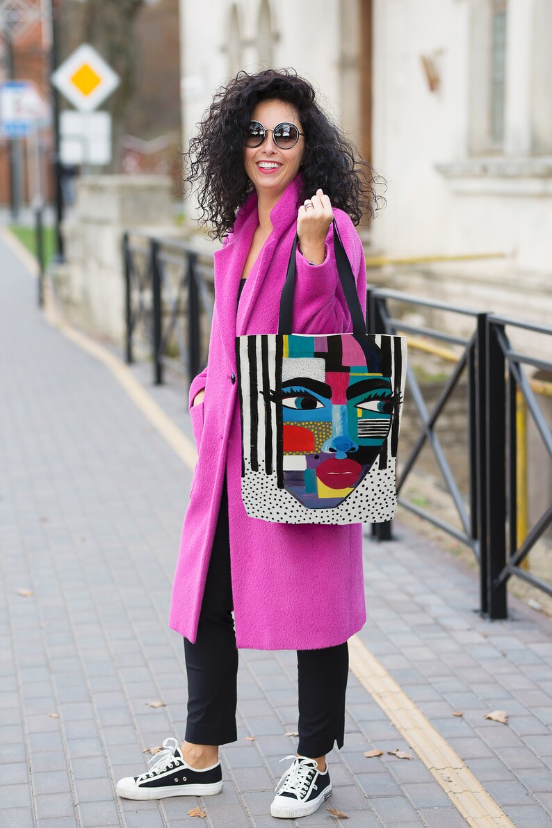 shoulder bag Fabric tote bag canvas with zipper beach bag